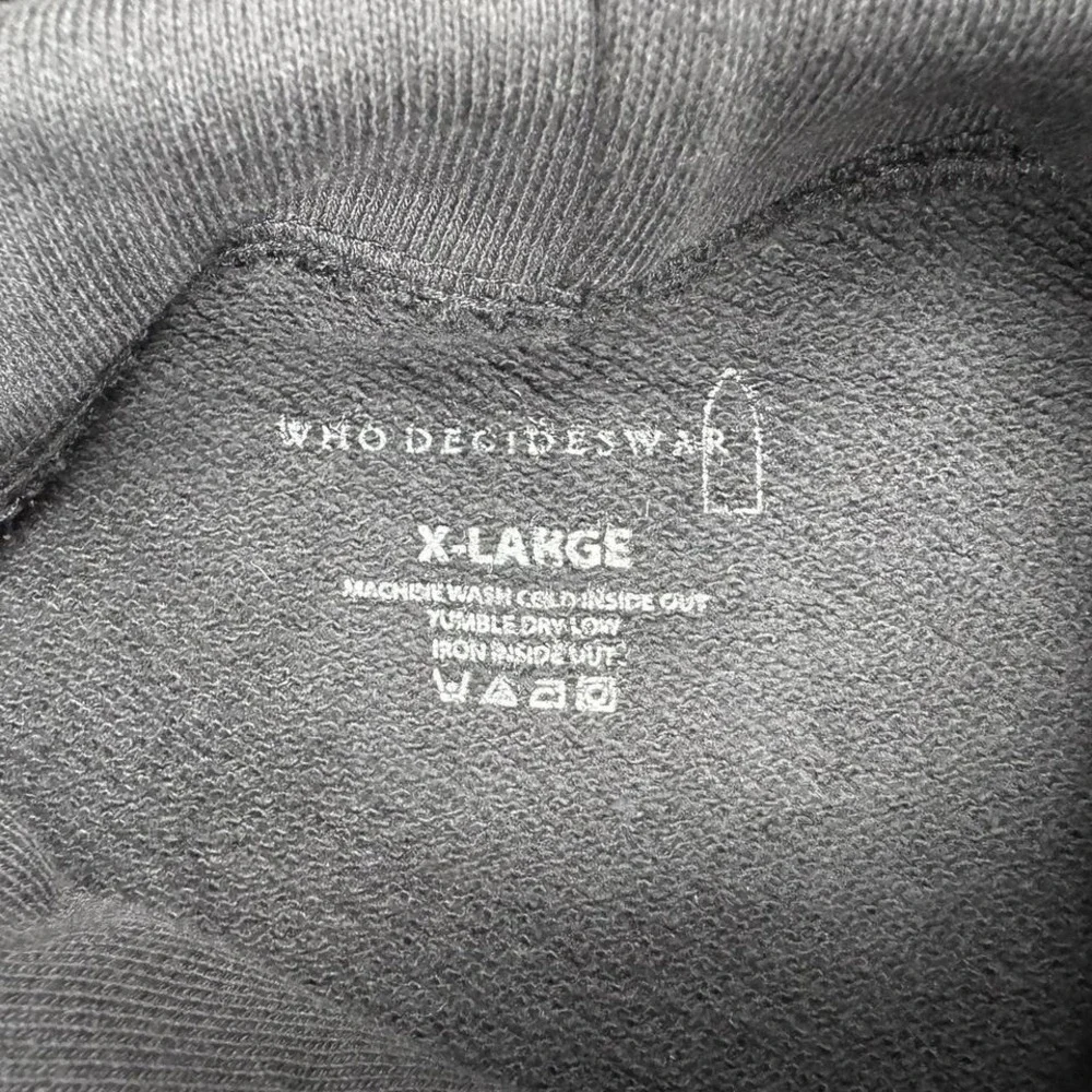 Rare Who Decides War Graphic Hoodie Black Size XL‎ New Without Tags - Picture 7 of 7